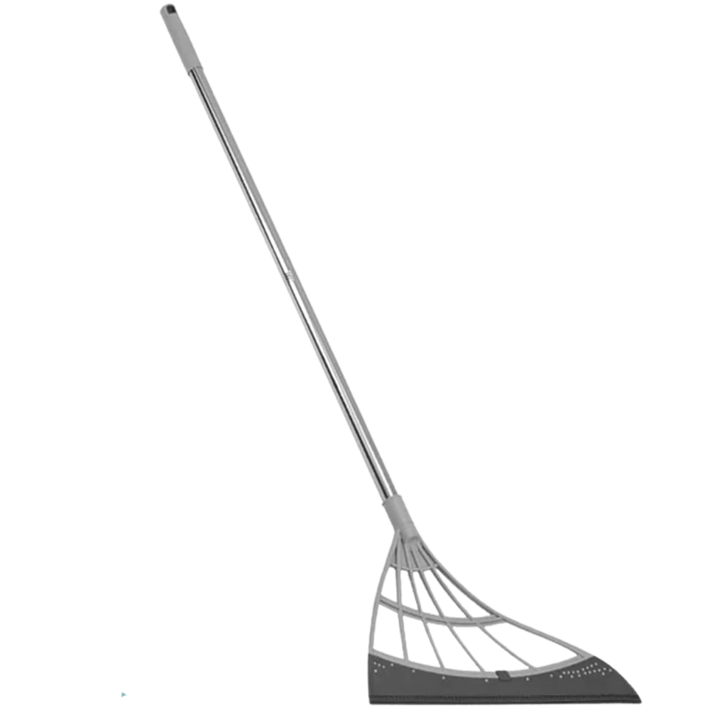 Extendable Rubber Broom with 53.1 Inch Reach and 12.2 Inch Blade for Multiple Surfaces