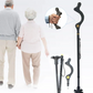 Adjustable Walking Stick with Ergonomic Grip and 360-Degree Tip, 12 Height Settings
