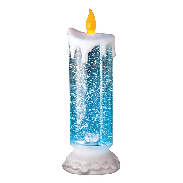 Color Changing LED Liquid Candle with Spinning Glitter and Flame Effect, USB or Battery