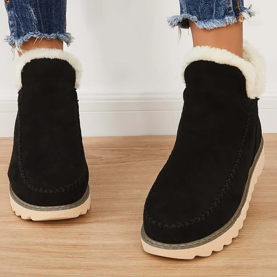 Insulated Ankle Boots with Elastic Laces and Textured Grip Sole