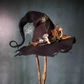 Felt Witch Hat with Merino Wool and Hand Dyed Silk Accents