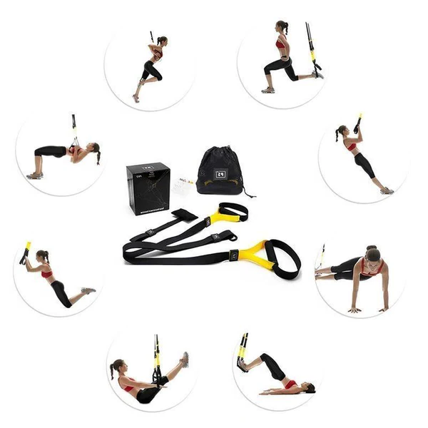 Suspension Trainer System with Adjustable Straps and Door Anchor, 400lb Capacity