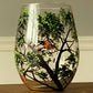 Hand Painted Wine Glasses with Seasonal Tree Artwork, Dishwasher Safe