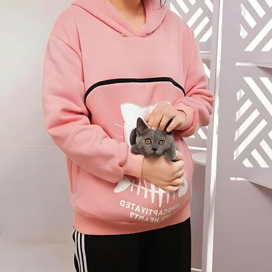 Cozy Cat Lover Hoodie with Built-In Cuddle Pouch