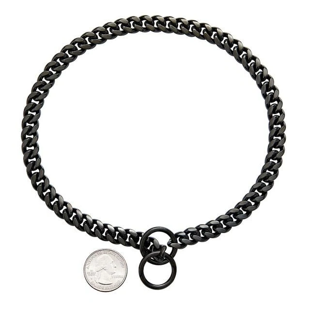 Solid Steel Chain Collar for Dogs with Polished Finish and Chew Resistant Construction