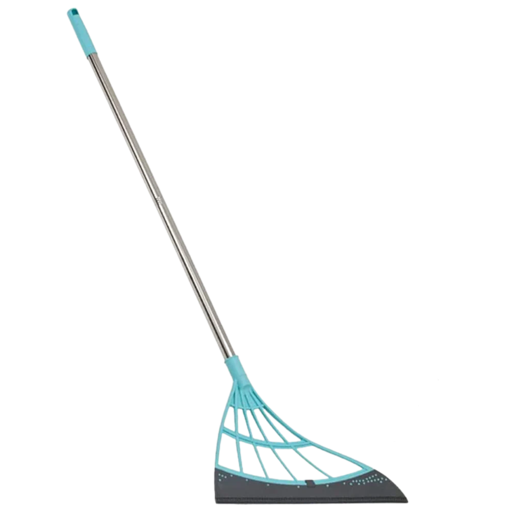 Extendable Rubber Broom with 53.1 Inch Reach and 12.2 Inch Blade for Multiple Surfaces