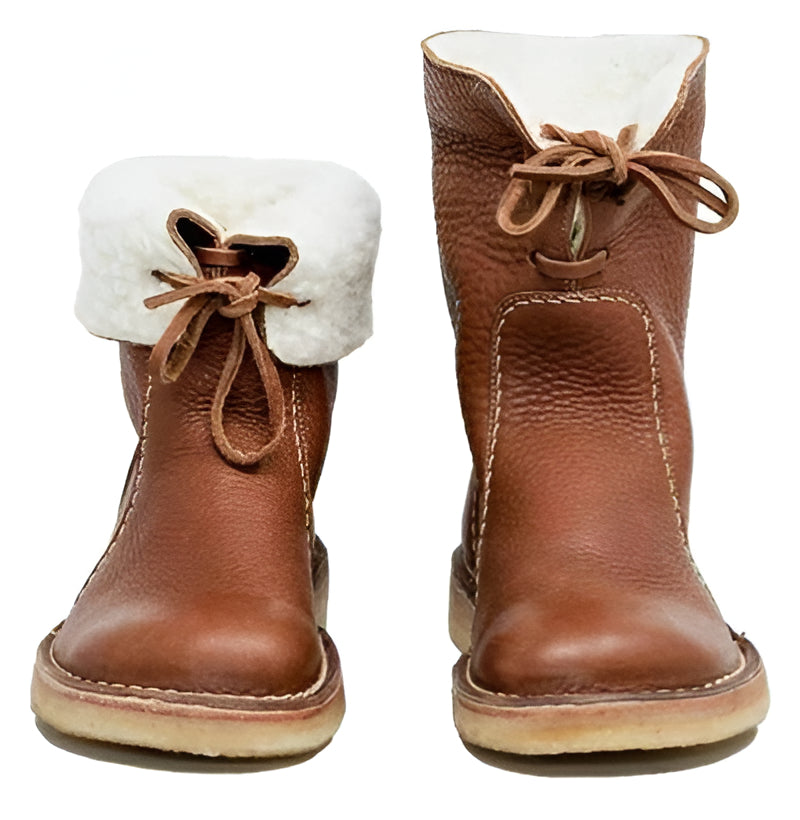 Winter Boots with Wool Lining and Rubber Sole, Adjustable Collar