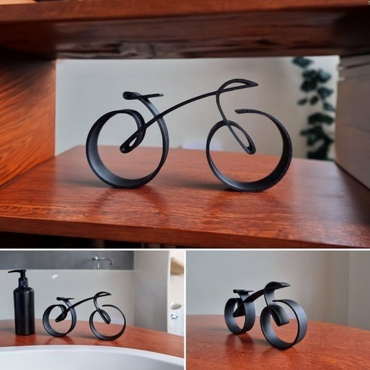Minimalistic Bicycle Sculpture Wire Framed Black