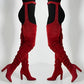 SJBackyard Women Faux Suede Thigh High Heel Slouch Boots
