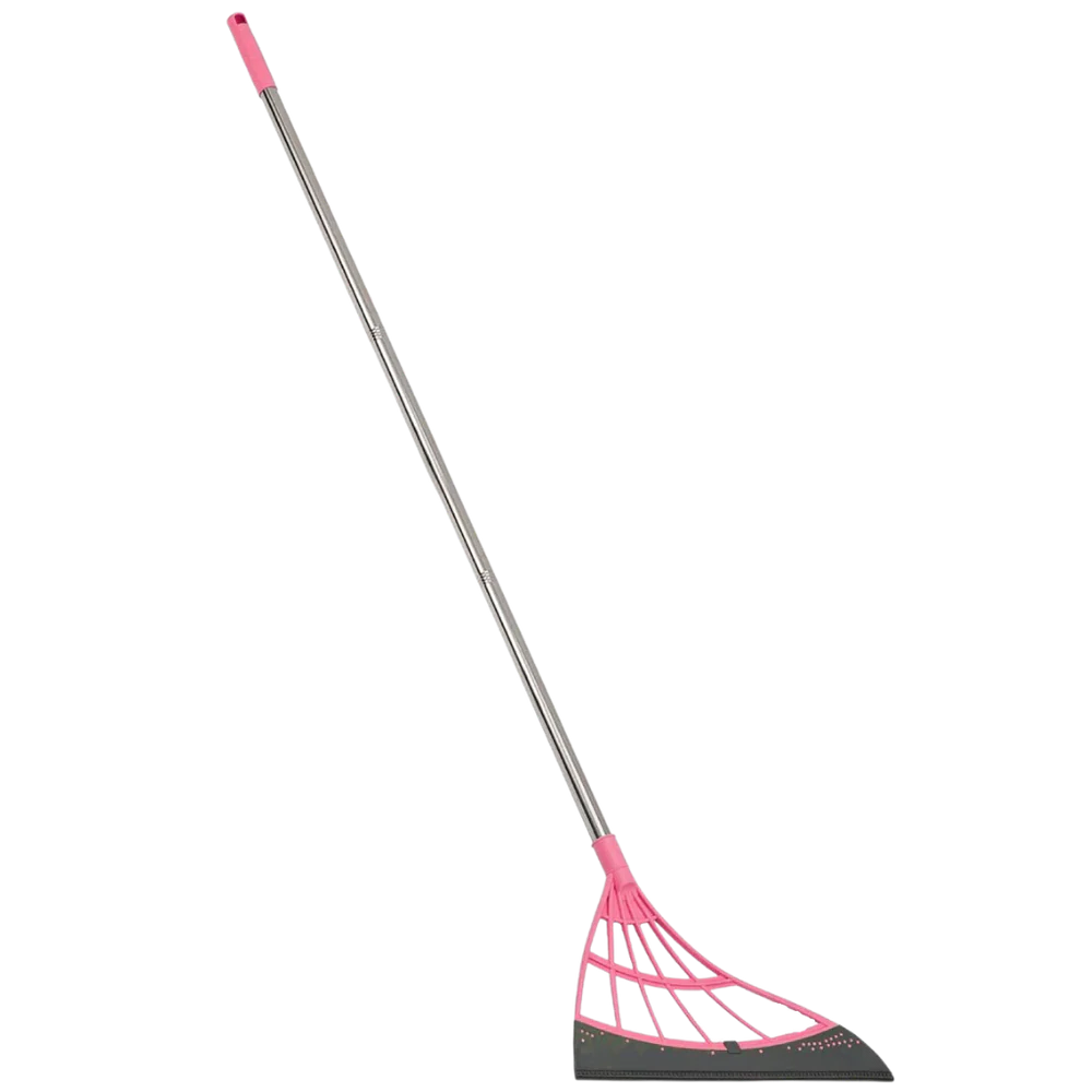 Extendable Rubber Broom with 53.1 Inch Reach and 12.2 Inch Blade for Multiple Surfaces