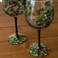 Hand Painted Wine Glasses with Seasonal Tree Artwork, Dishwasher Safe