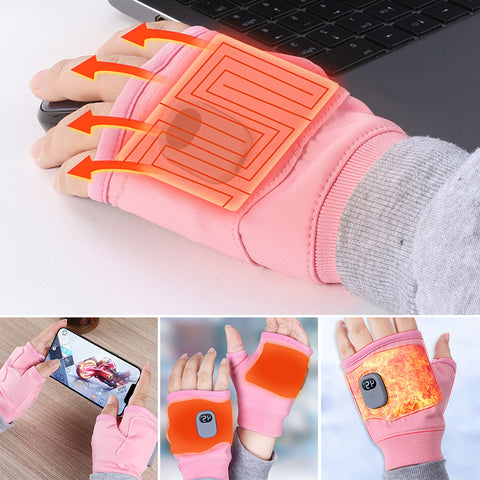 Heated Gloves with Three Temperature Modes and Type-C Charging, Fingerless Design