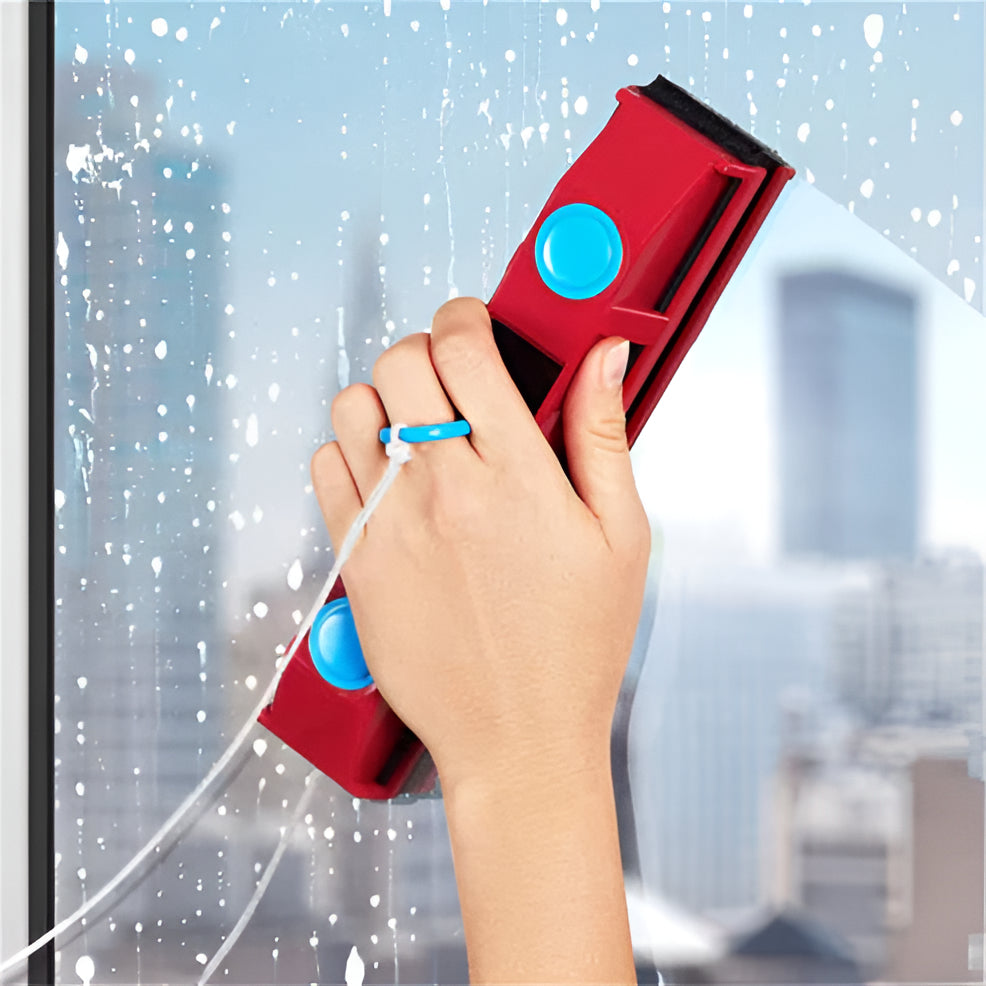 Double-Sided Magnetic Window Cleaner with Adjustable Grip and Safety Cord