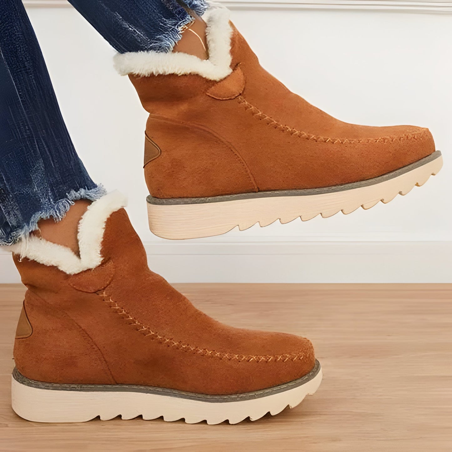 Insulated Ankle Boots with Elastic Laces and Textured Grip Sole