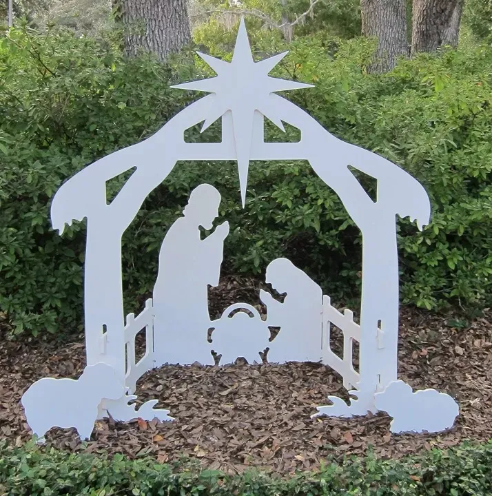 Outdoor Nativity Set with Stable Structure and Four Figures, 20in Wide