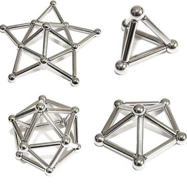 Magnetic Building Set with Metal Tin, 63-Piece Rod Ball Connector Kit