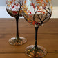 Hand Painted Wine Glasses with Seasonal Tree Artwork, Dishwasher Safe