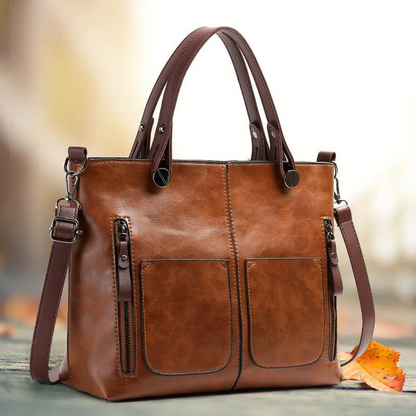 Leather Crossbody Bag with Padded Tablet Sleeve and Adjustable Strap, 10 x 3 x 7 in