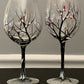 Hand Painted Wine Glasses with Seasonal Tree Artwork, Dishwasher Safe