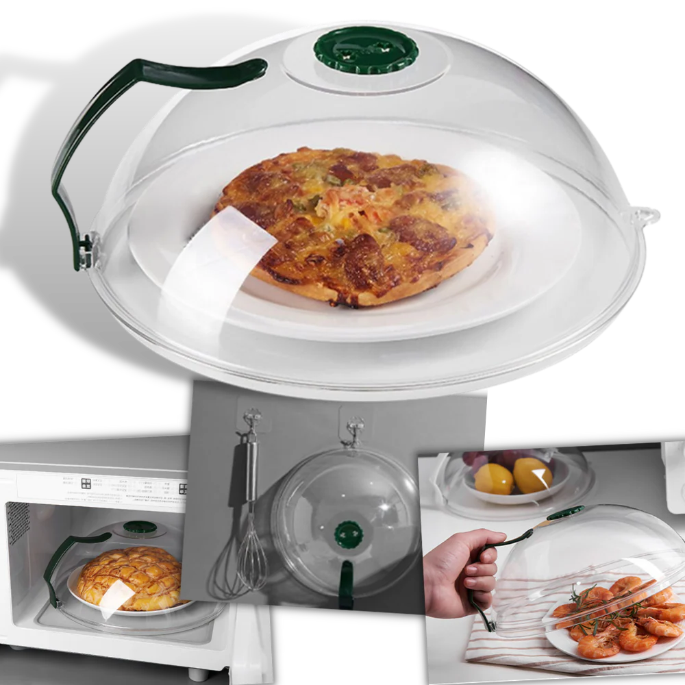 Vented Microwave Food Cover with Steam Vent and Splash Guard for 10.3in Plates