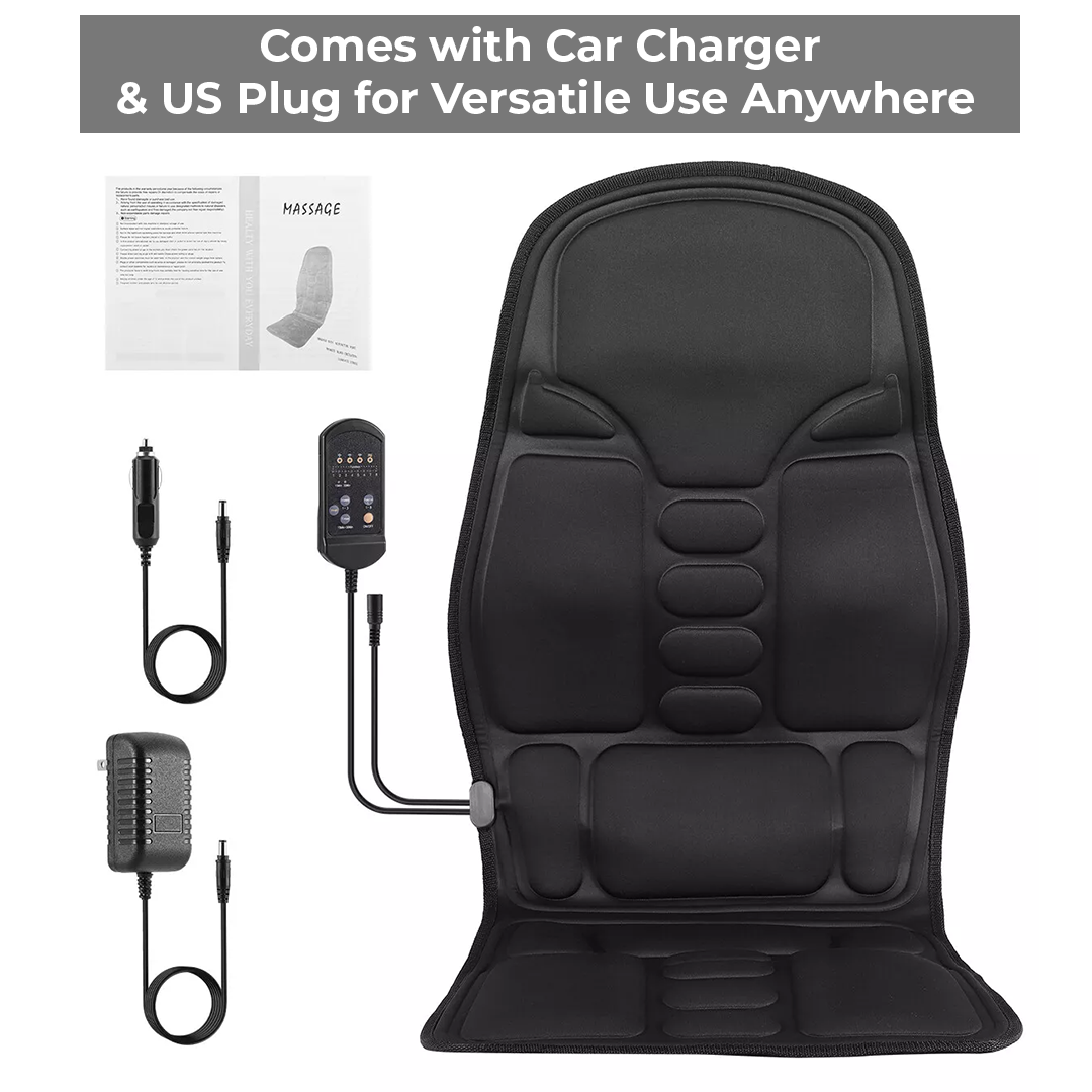 Vibrating Massage Cushion with Eight Nodes and Adjustable Heat for Chair and Car