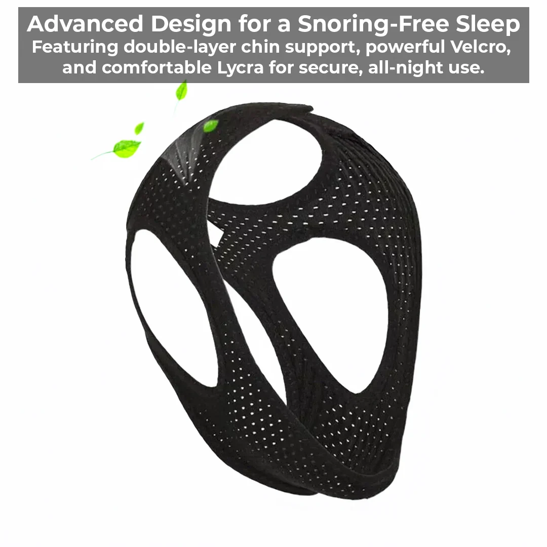 Chin Strap for Snoring with Adjustable Hook and Loop Closure and Breathable Fabric