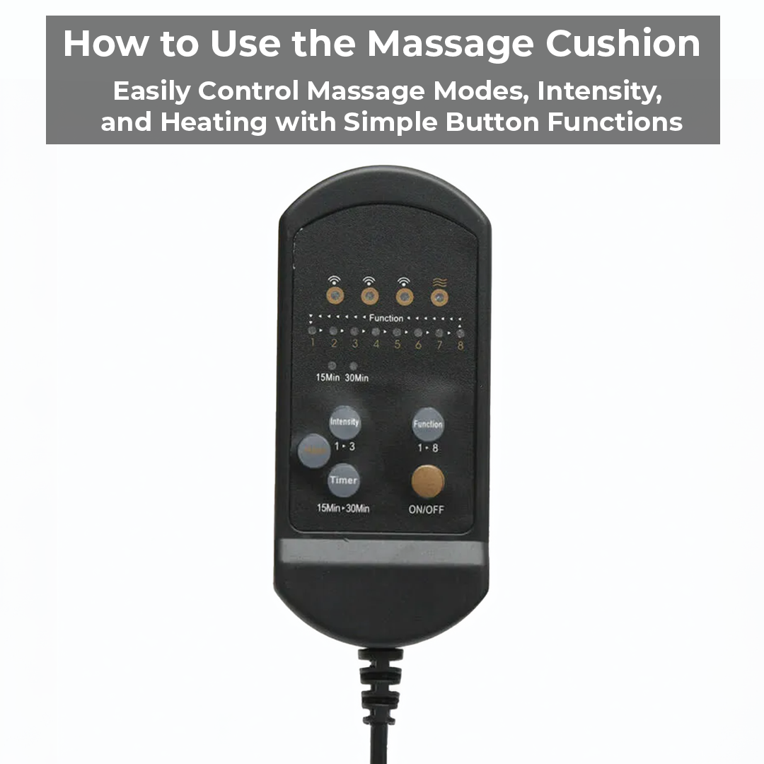 Vibrating Massage Cushion with Eight Nodes and Adjustable Heat for Chair and Car