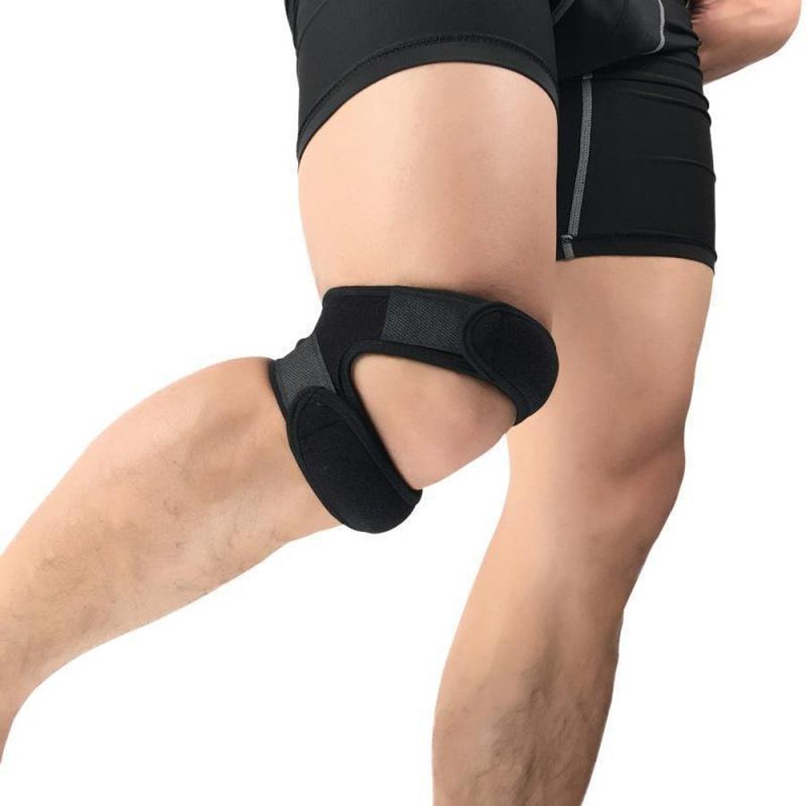 Dual Strap Knee Band with Silicone Compression Pads and Adjustable Support