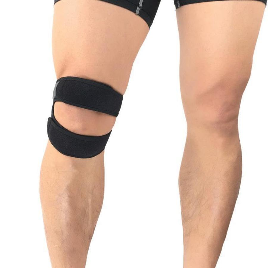 Dual Strap Knee Band with Silicone Compression Pads and Adjustable Support