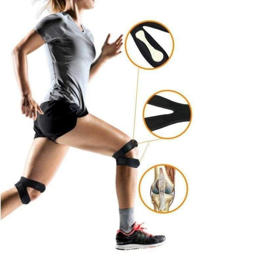 Dual Strap Knee Band with Silicone Compression Pads and Adjustable Support