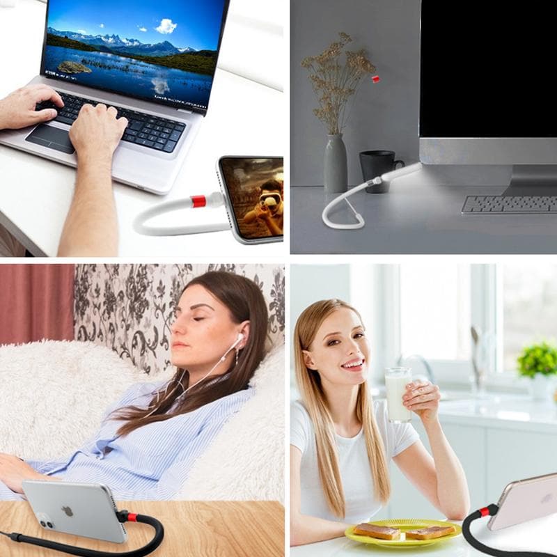 Multi-Function Charging Cable with Adjustable Phone Stand and Data Transfer