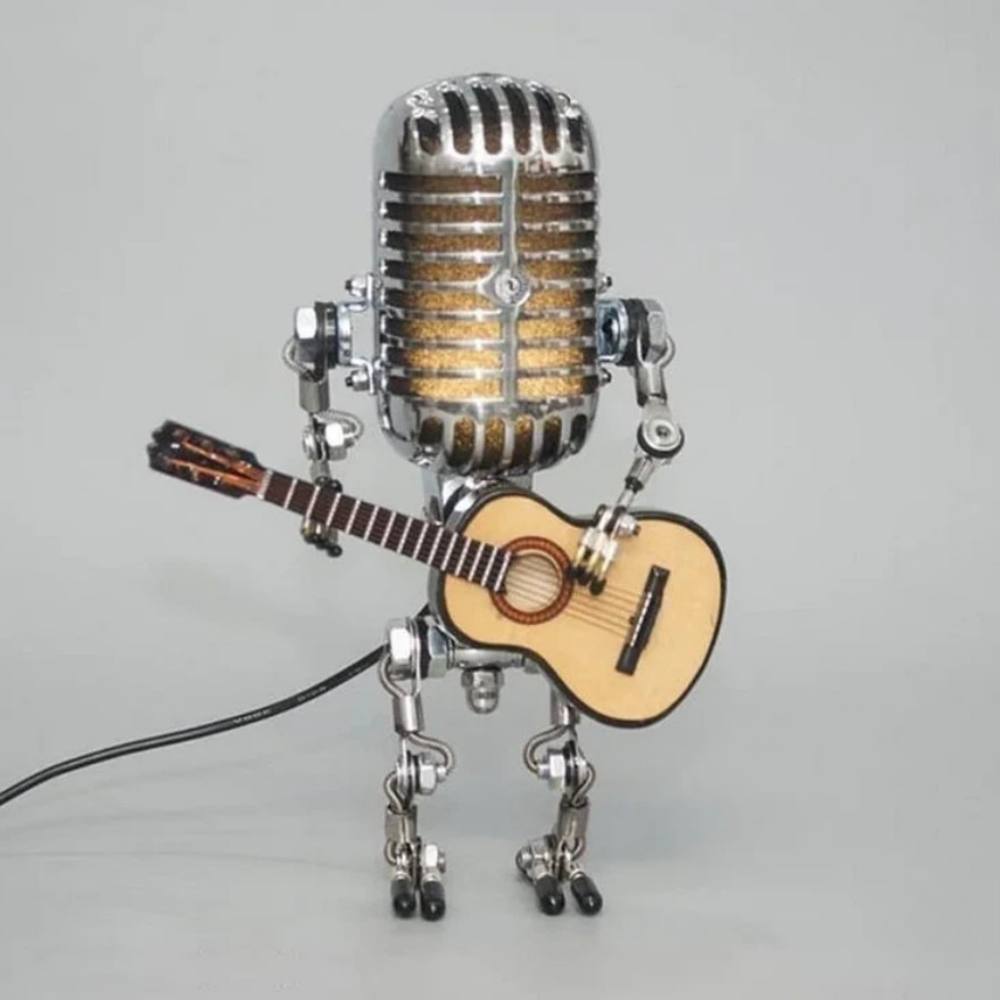 Vintage Metal Microphone Robot Guitar Lamp Desk Light