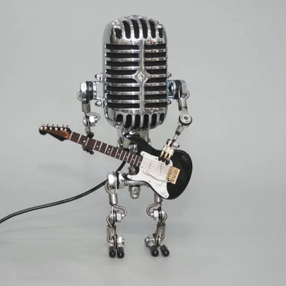 Vintage Metal Microphone Robot Guitar Lamp Desk Light