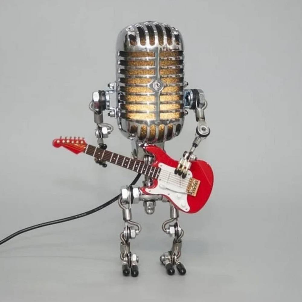 Vintage Metal Microphone Robot Guitar Lamp Desk Light