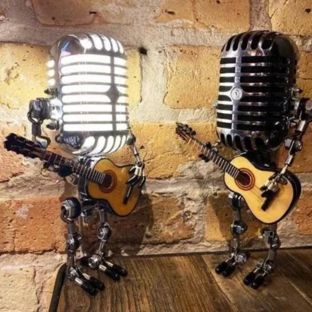 Vintage Metal Microphone Robot Guitar Lamp Desk Light