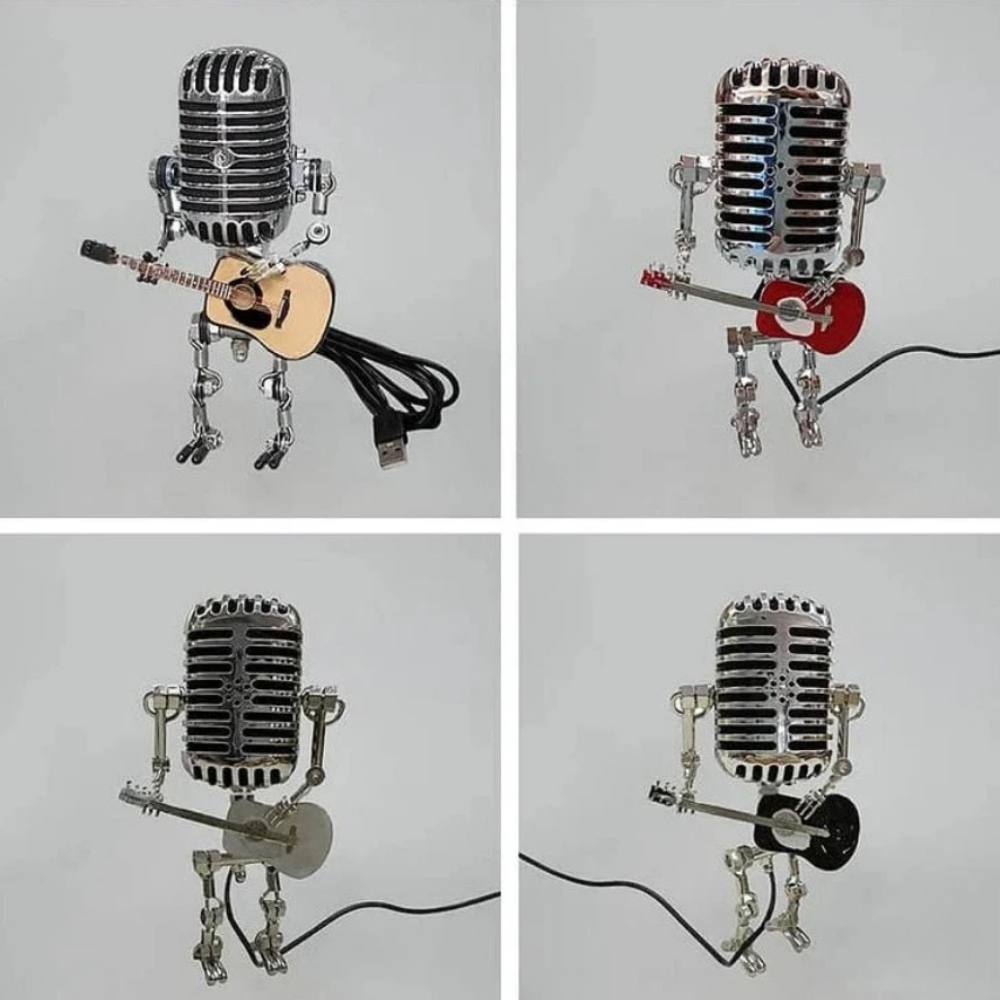 Vintage Metal Microphone Robot Guitar Lamp Desk Light