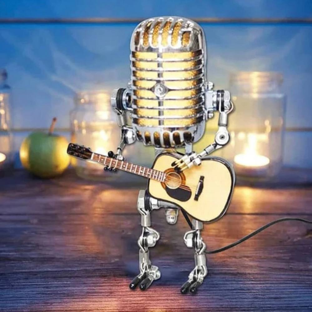 Vintage Metal Microphone Robot Guitar Lamp Desk Light