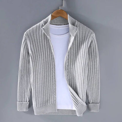 Slim Fit Zip Cardigan with Soft Knit Fabric and Ribbed Cuffs All Vera Mart
