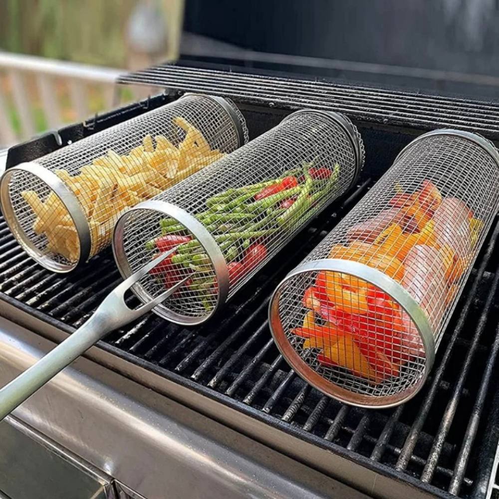 Stainless Steel Rotating BBQ Grill Basket