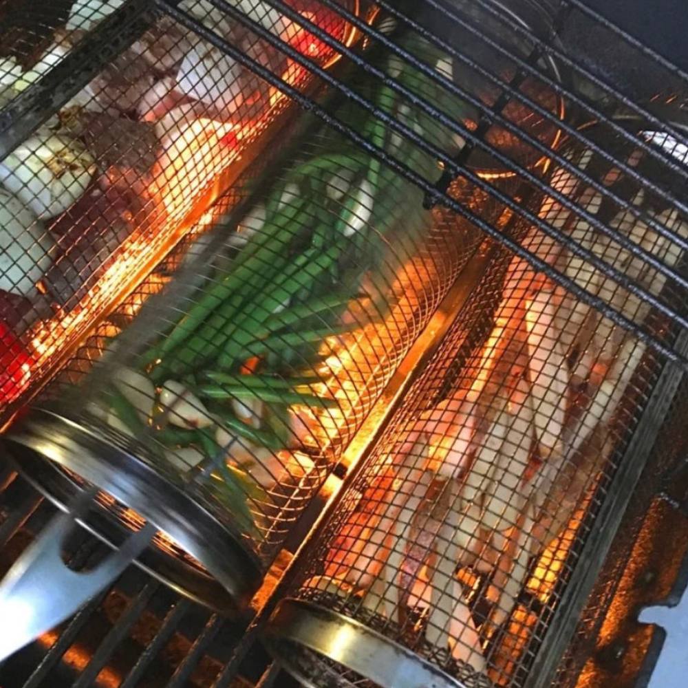 Stainless Steel Rotating BBQ Grill Basket