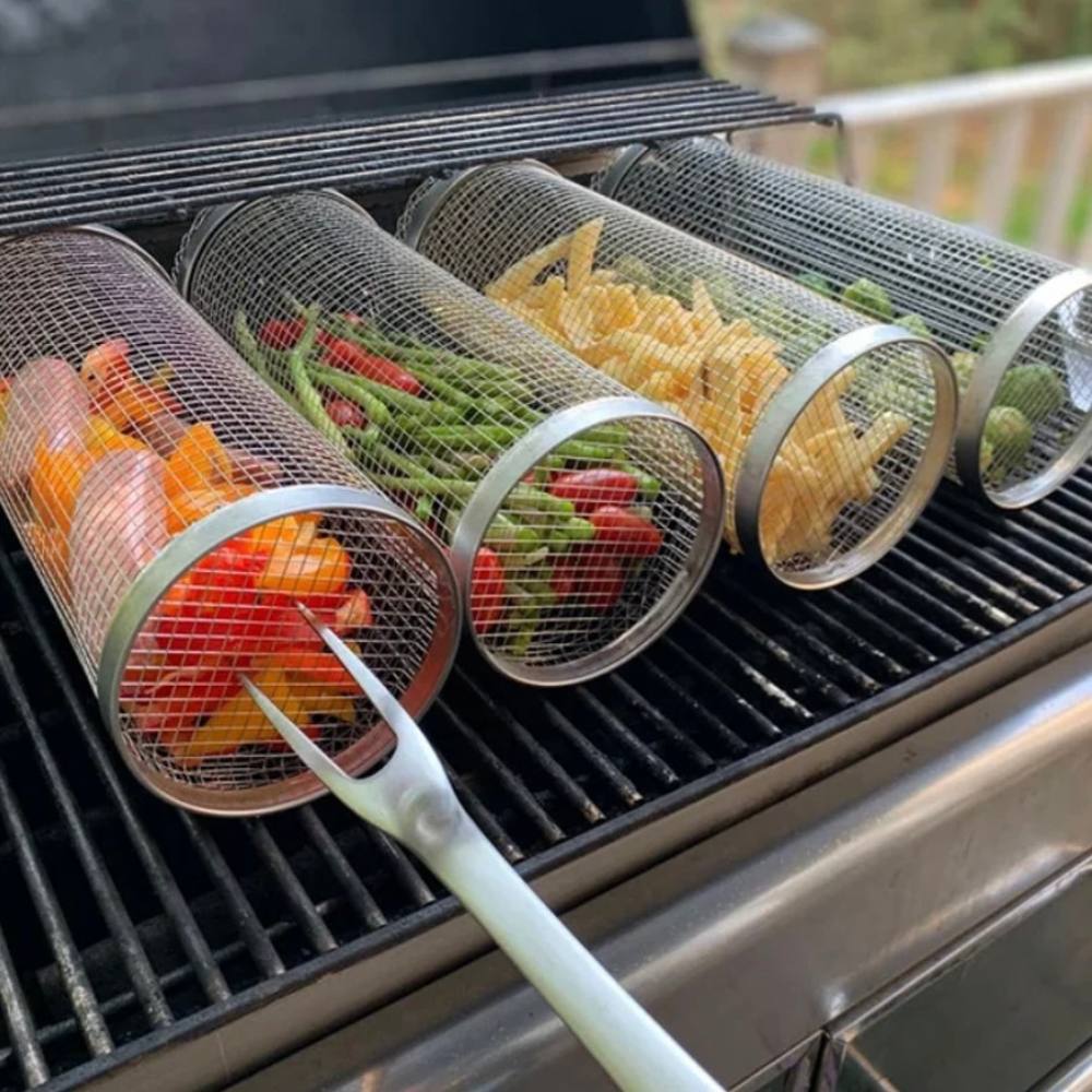 Stainless Steel Rotating BBQ Grill Basket