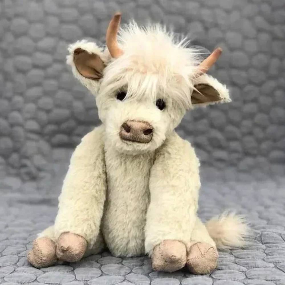 Handcrafted Highland Cow with Floral Crown Figurine