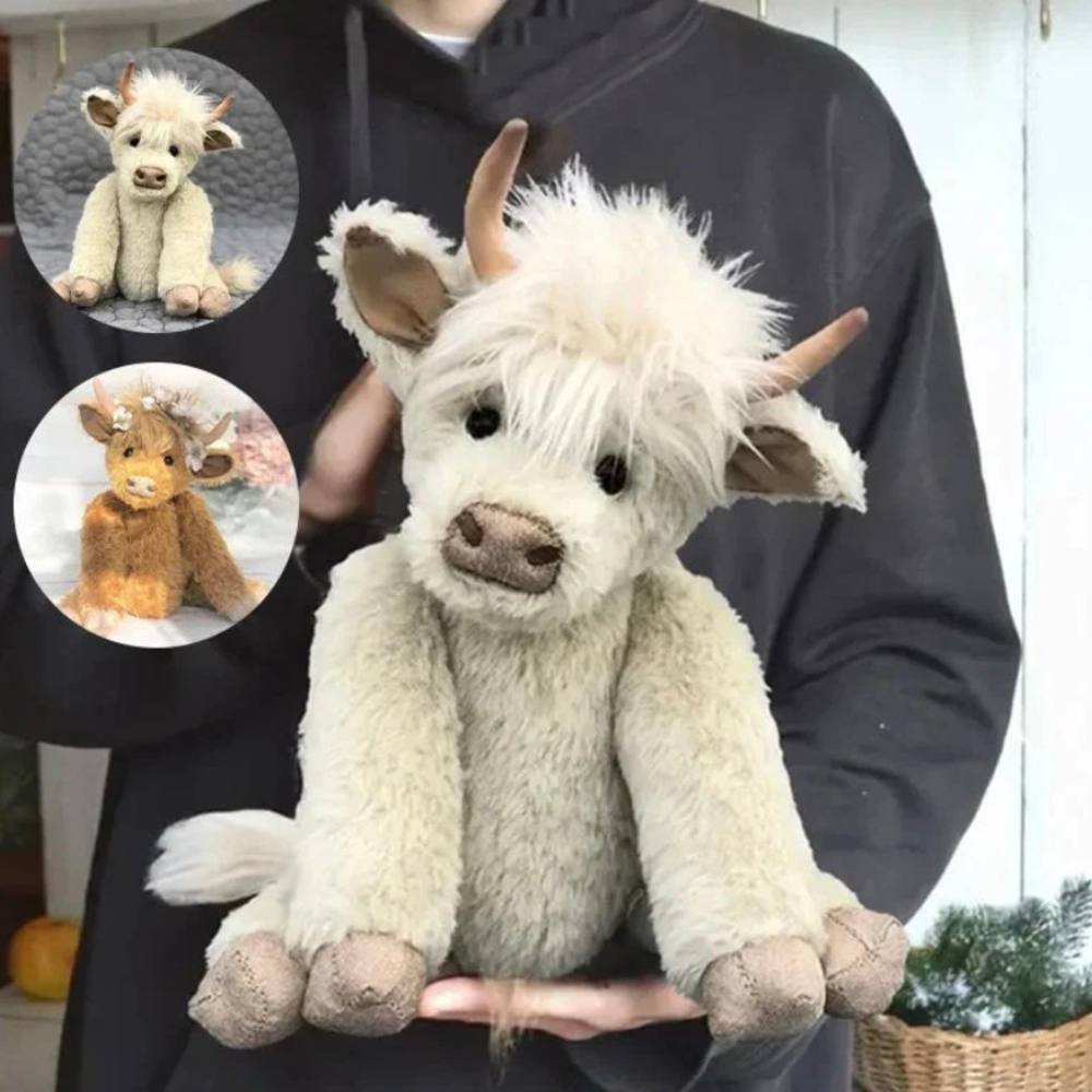 Handcrafted Highland Cow with Floral Crown Figurine