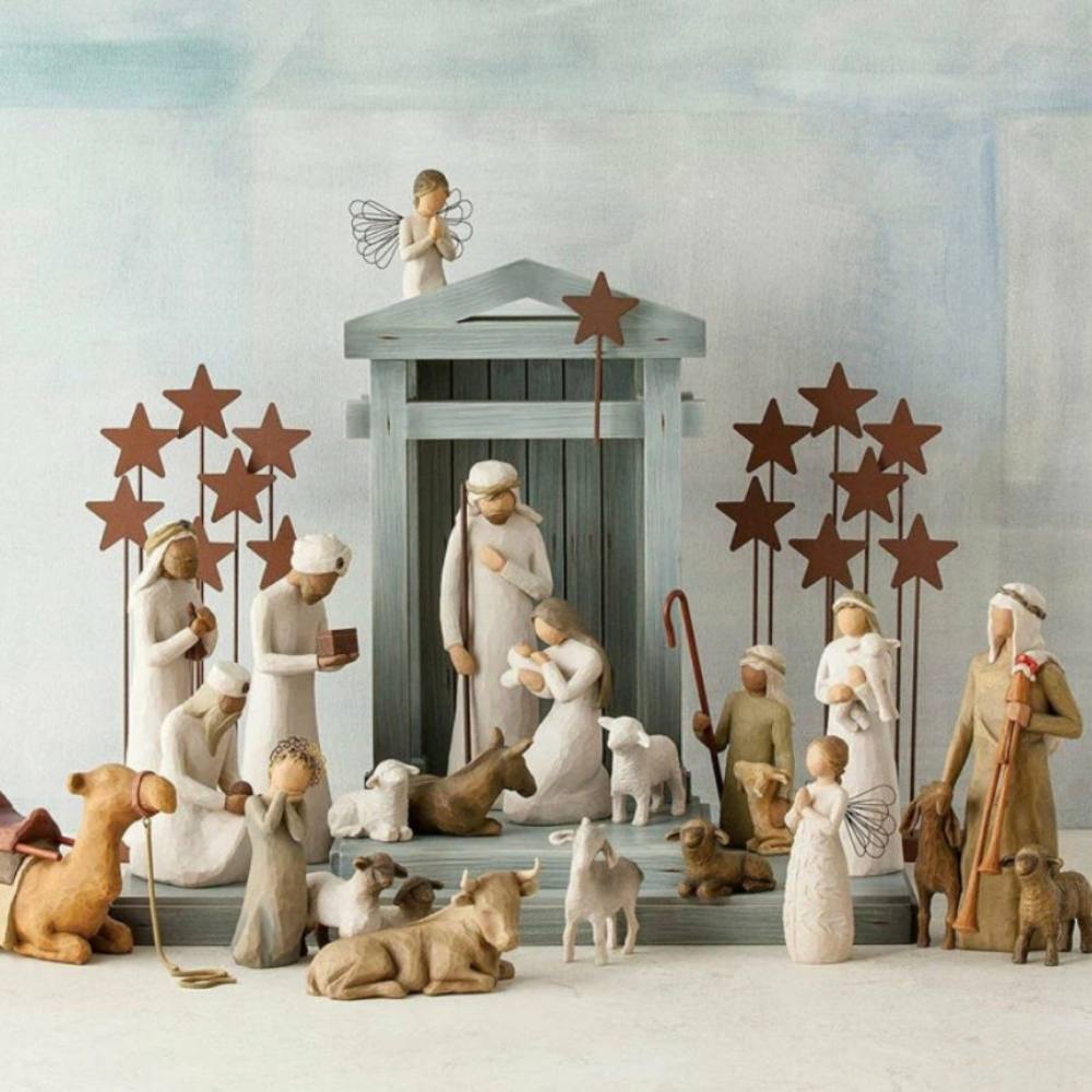 Handmade Nativity Set with Barn Wood Creche