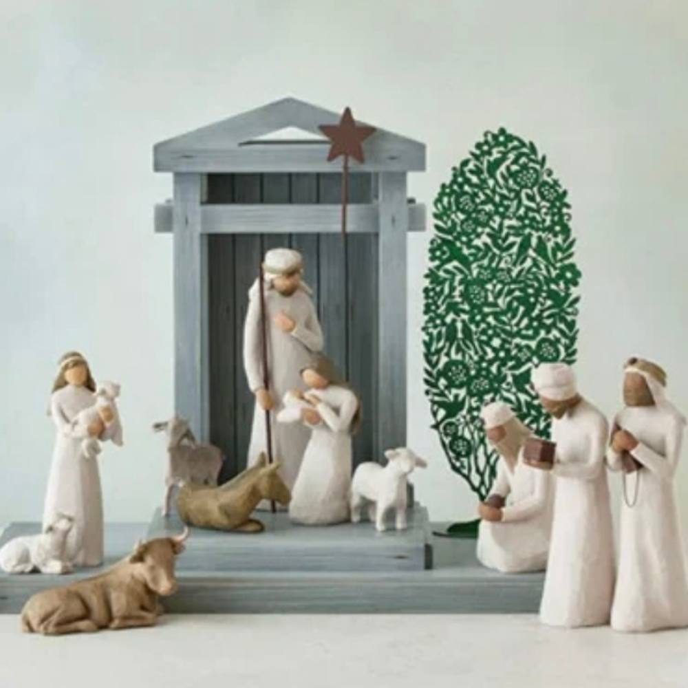 Handmade Nativity Set with Barn Wood Creche