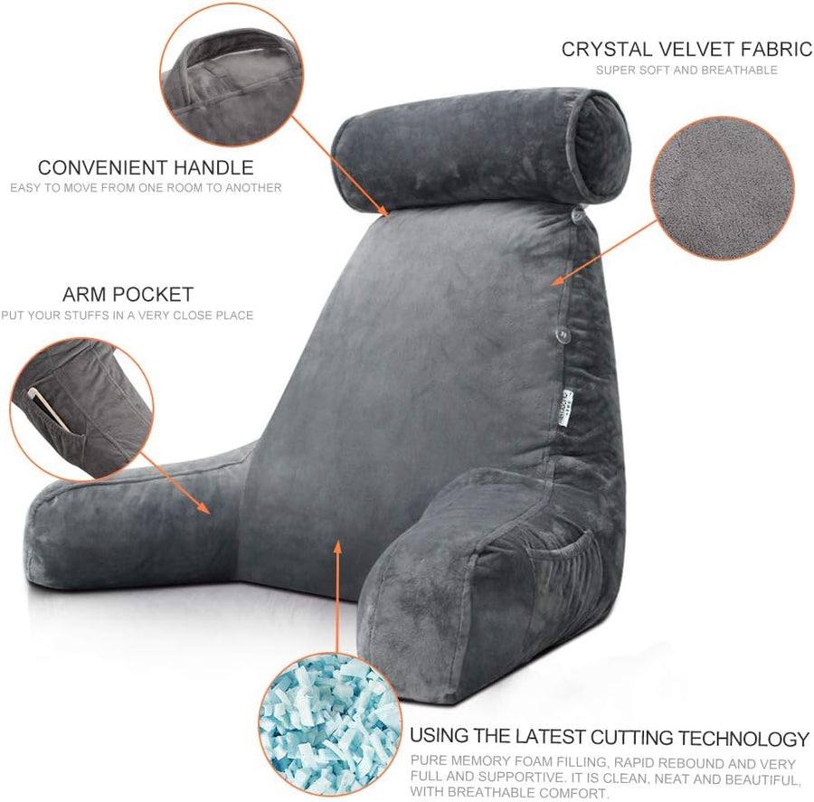 Mygametables Deluxe Reading Bed Pillow with Arms
