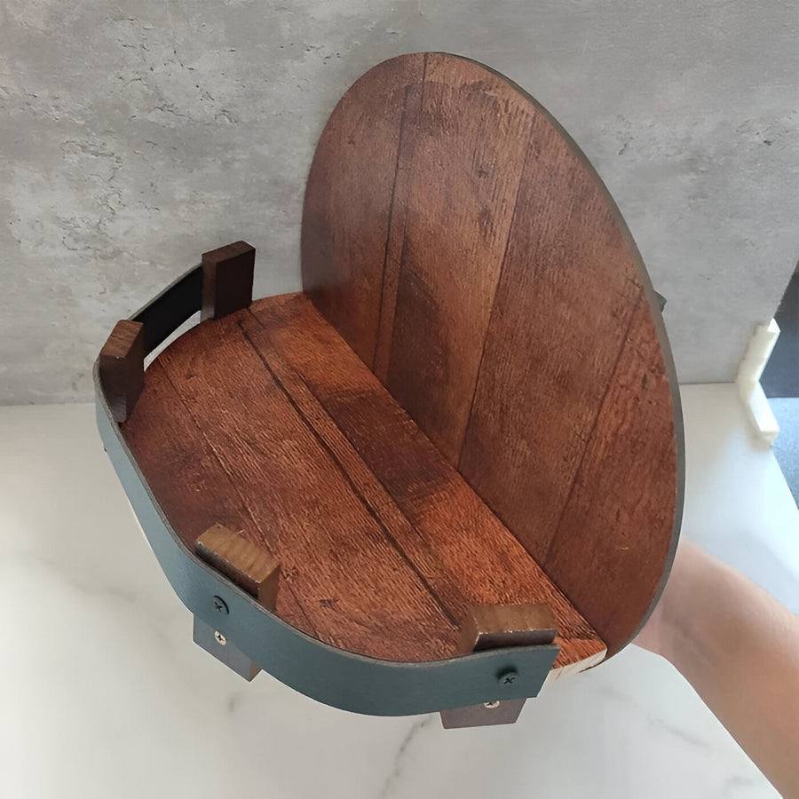 Bourbon Whiskey Barrel Shelf for Home Bars, Rustic Oak Display by Mygametables