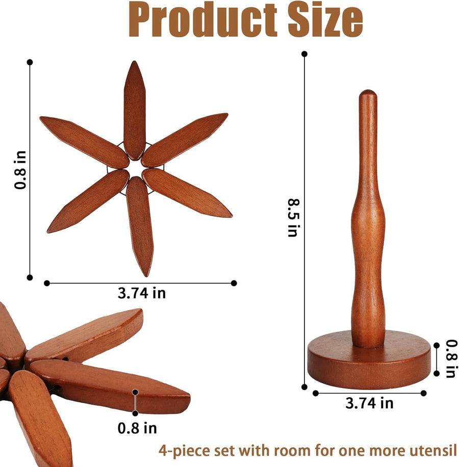 Mygametables Wooden Trivet For Hot Dishes, Tree-Shaped Solid Wood Design