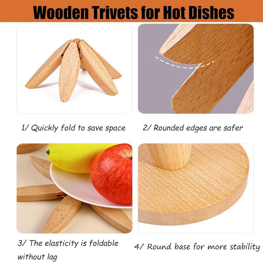 Mygametables Wooden Trivet For Hot Dishes, Tree-Shaped Solid Wood Design
