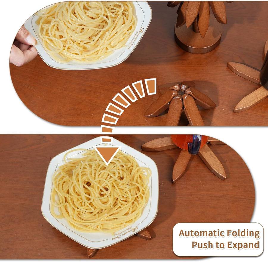 Mygametables Wooden Trivet For Hot Dishes, Tree-Shaped Solid Wood Design